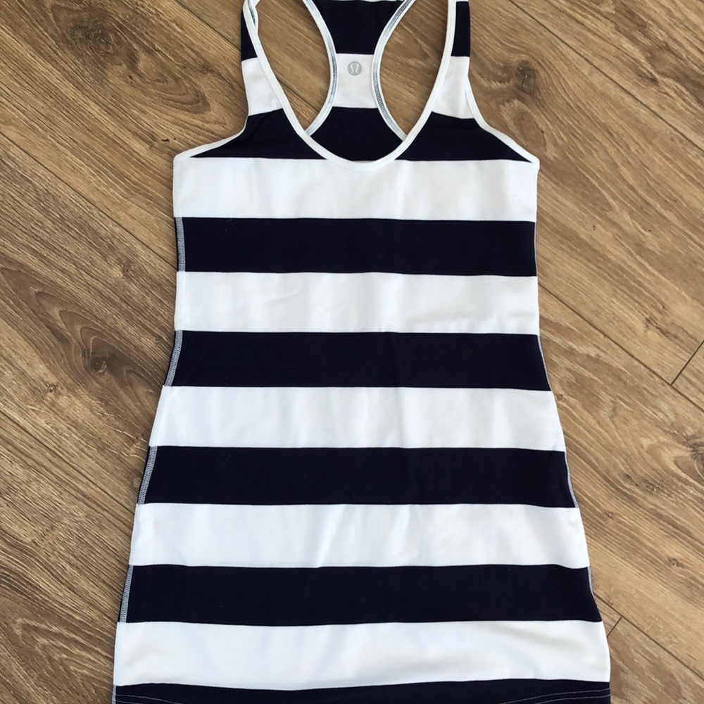 Lululemon Navy and White Striped Cool Racerback 8